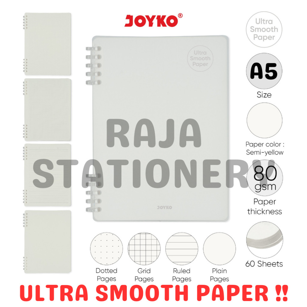 

Joyko Notebook Diary A5 Ruled Dotted Grid Plain TRANSPARENT COVER / Buku Catatan Agenda Garis Titik Polos Kotak COVER TRANSPARAN NB-739 RAJA BIG BOX