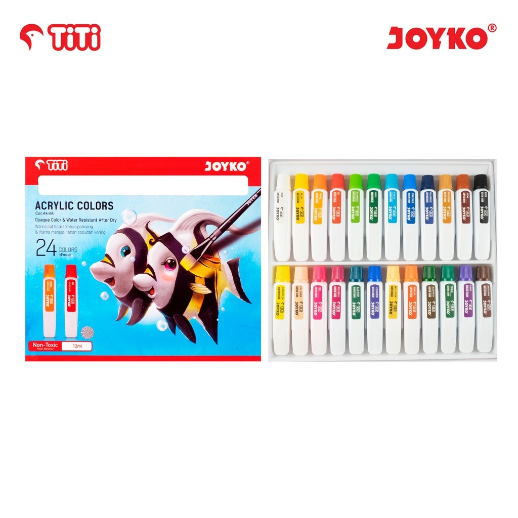 

JOYKO TITI 24 ACRYLIC COLORS / CAT AKRILIK JOYKO 24 WARNA LUKIS ACC-12ML-24 RAJA BIG BOX