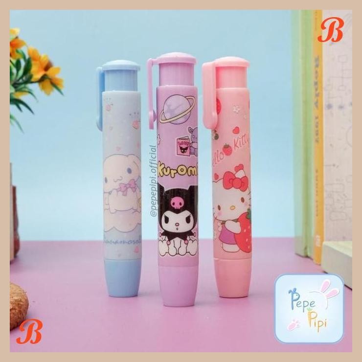 

| KK | PENGHAPUS MEKANIK DEPRESSIBLE ER-1281 SANRIO CINNAMOROLL KUROMI HELLO KITTY MECHANICAL ERASER PENGHAPUS BENTUK LIPSTICK HAPUSAN ERASER LIPSTIK CINAMOROL