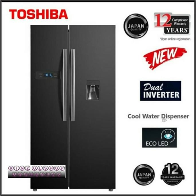 Grosir Kulkas Toshiba Gr-Rs682We Pmf Side By Side Dual Inverter Dispenser