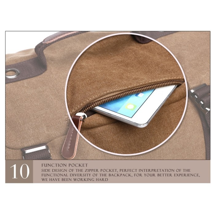 Tas Duffel Ransel Selempang Duffle Bag Travel Outdoor Canvas Duffel - M0005 - Coffee