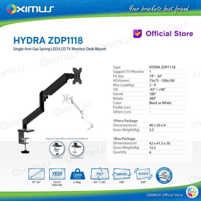Braket LED Oximus Hydra ZDP1118