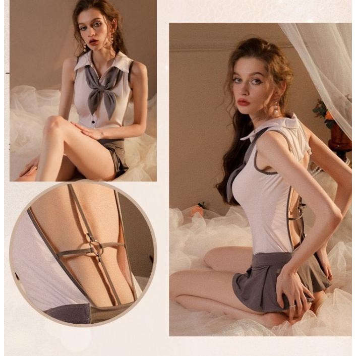 

Lingerie Cosplay Sexy Open Crotch Jumpsuit Jk Set Cosplay Seragam A185 Original