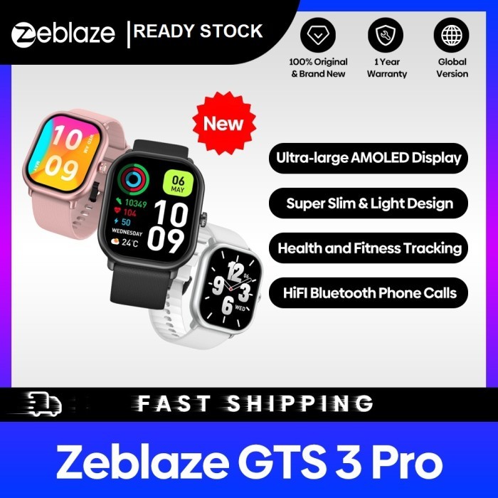 Zeblaze GTS 3 Pro Smart Watch Ultra-big HD AMOLED HiFi Bluetooth