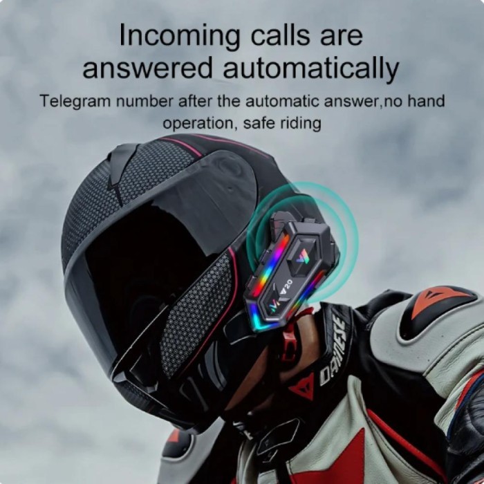 Intercom Helm Bluetooth Headset Helmet Motorcycle RGB - Y20