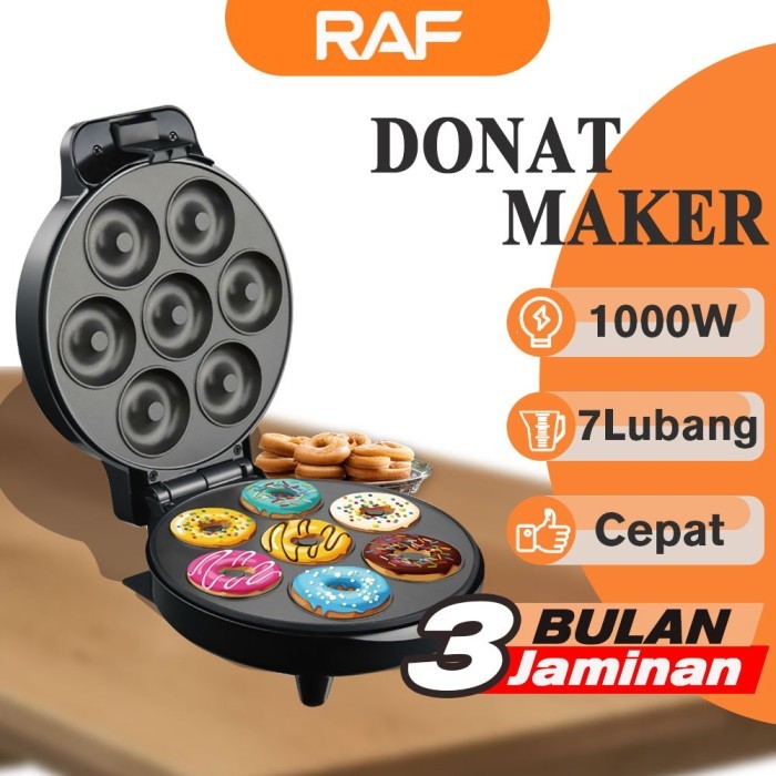 TERLARIS RAF CETAKAN DONAT MAKER MINI BULAT ALAT PEMBUAT LISTRIK 1000W 7 LUBANG ELECTRIC DONUT MAKER
