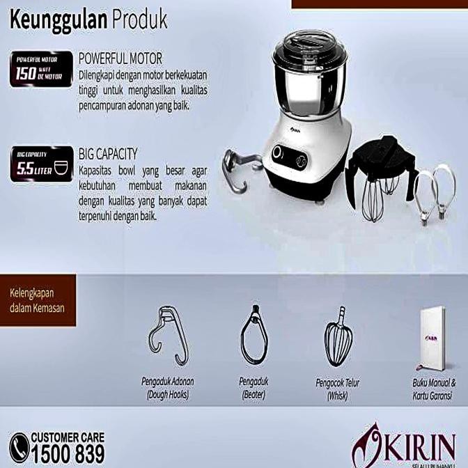 MIXER ROTI KUE LOW WATT 150 WATT PLANETARY MIXER 5.5 L KIRIN KPM-155 CS