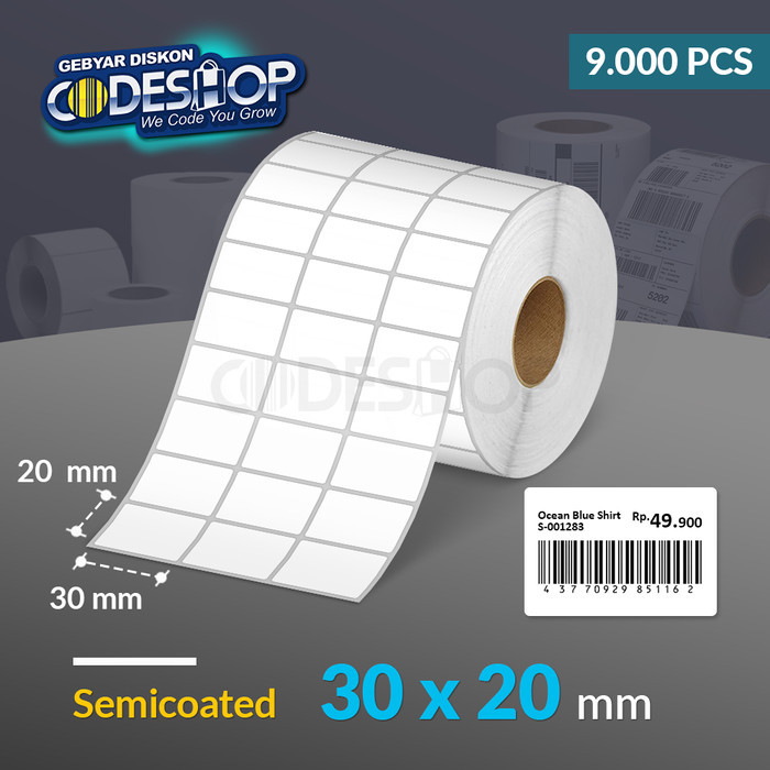

Sale Codeshop Label Semicoated 30 X 20 Mm 3 Line Core 1 Inch Isi 9000 Pcs
