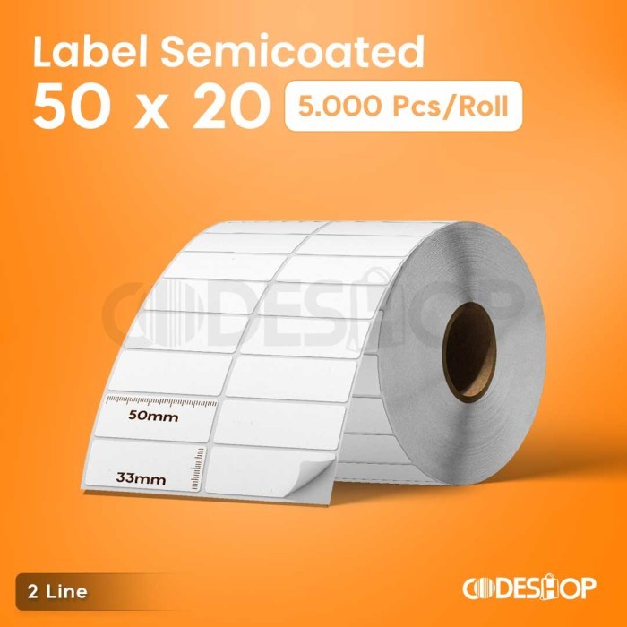 

Sale Label Barcode Sticker 50X20 Mm Bahan Semicoated 50 X 20
