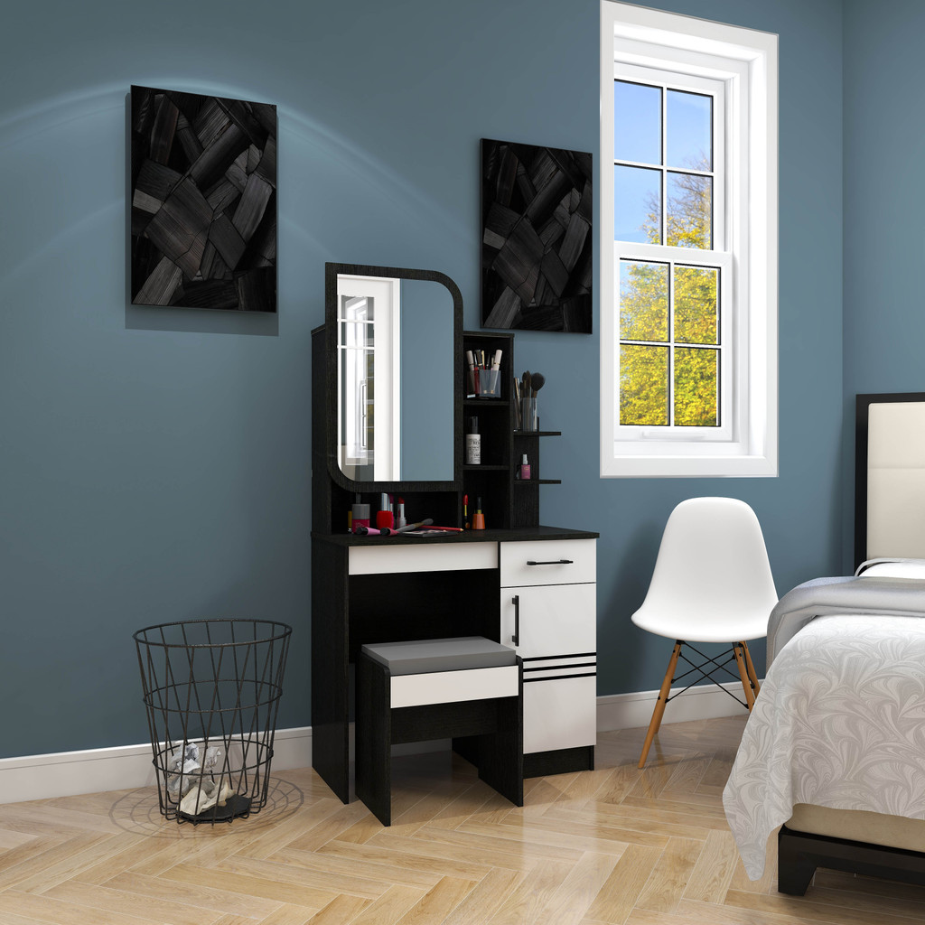 SUPER Dressing Table Meja Rias Minimalis Warna Hitam + Putih | MR 2306