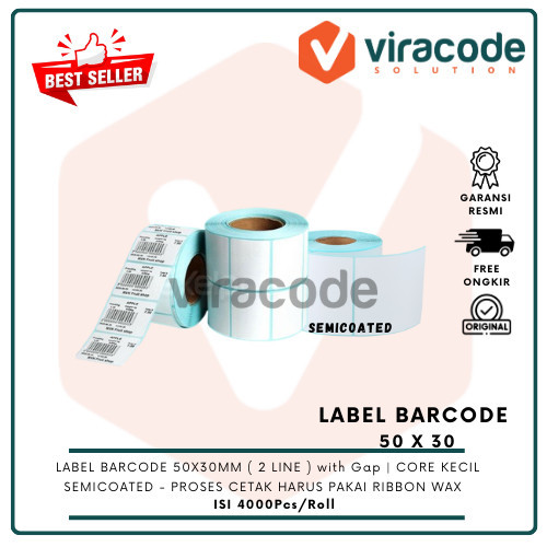 

Sale Label Sticker Barcode Semicoated Stiker 50X30Mm 2 Line Isi 4000