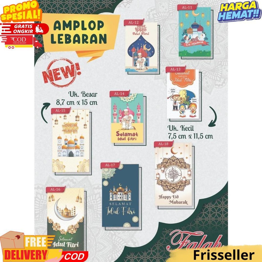 

Amplop Lebaran Falah Kode Al 12 Isi 50 Pcs / Amplop Cantik / Amplop Lucu / Amplop Lebaran Bisa Ecer D Sale