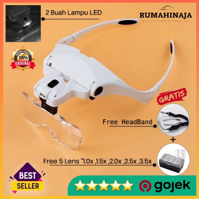 

Magnifier Kacamata Pembesar Untuk Service Dengan 2Led Reparasi Glasses