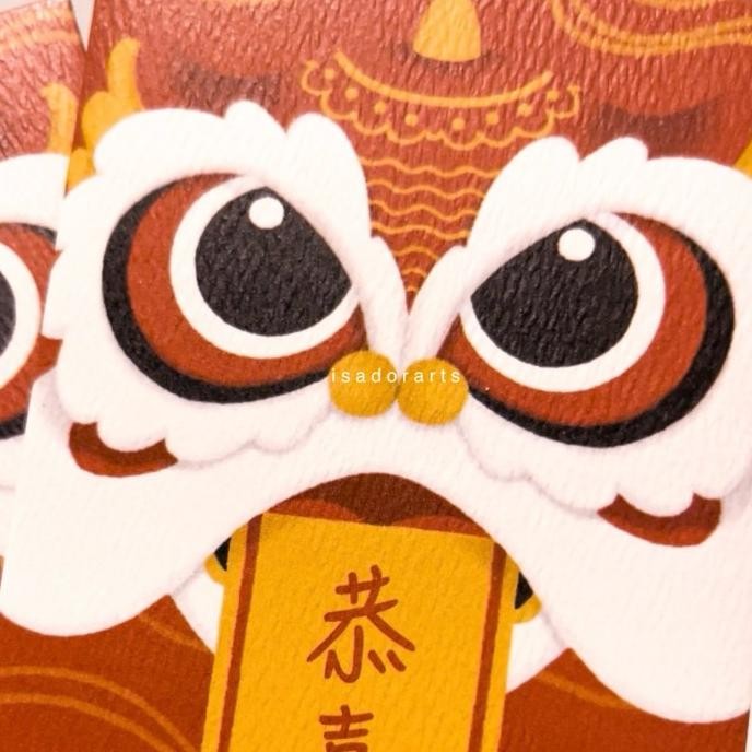 

10Pcs Angpao Imlek Premium Hong Bao Angpau Amplop Uang Long Panjang Merah - Barongsai Original