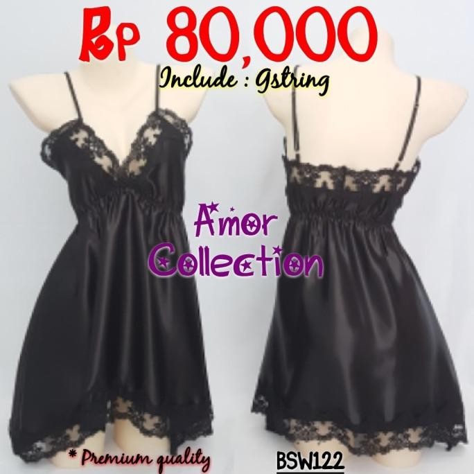 

Lingerie Seksi Premium Silk Satin Black (Bsw122) By Amor Collection Original