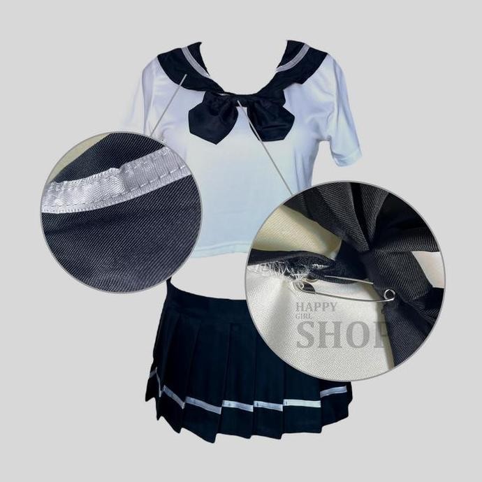 

[ Happy Girl Shop ] Setelan Custome Cosplay Lingerie Seragam Women Pelajar Jepang Cutie Sexy Fit Baju Kaos Strechy Include Dasi Kekinian Lengan Pendek Model Rok Min Desain Velcro Strap Spandeks Cotton Quality Super Seifuku Original