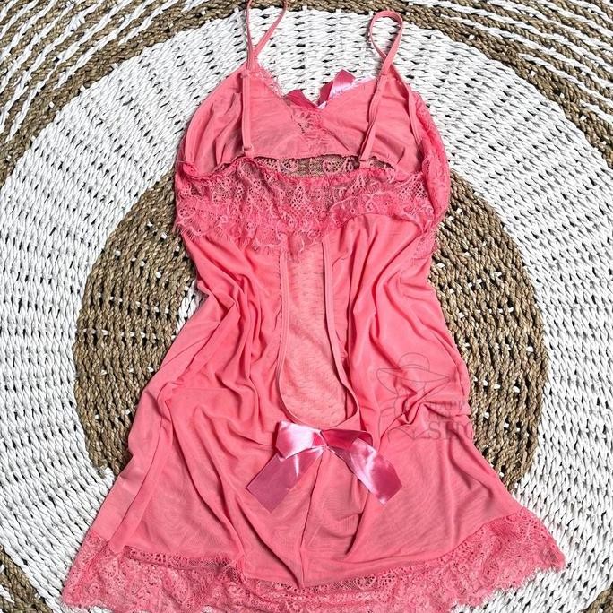 

[ Happy Girl Shop ] Lingerie Nightdress Baju Dinas Women Bra Lace Sot Corak Bunga Romantic With Pita Mutiara Mewah Style Open Back Strap Tali Pundak Elastic Adjustmen Colour Elegan Sweetwear Sifon Premium Lembut Halus Good Quality #63Pit Original