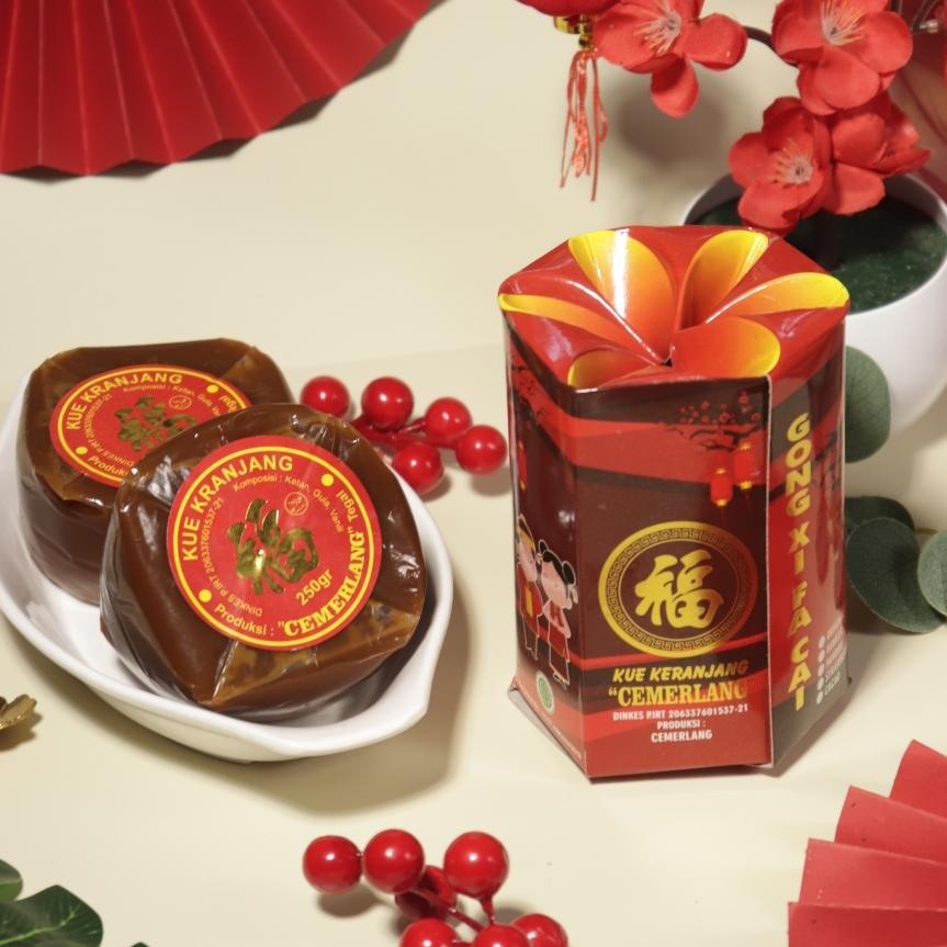 

Kue Keranjang Kue Imlek Dodol Imlek Nian Gao Tnee Kueh Cemerlang 1/2Kg Dengan Dus Bunga Halal Mui Bpom New Product