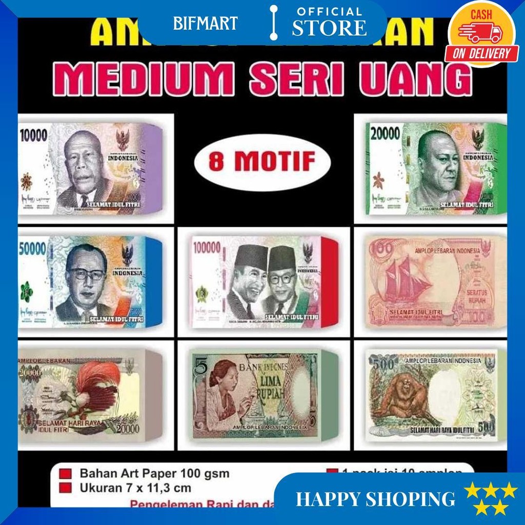 

Amplop Lebaran Motif Uang Bahan Tebal Premium Bebas Pilih Motif - Isi 10 D Cod