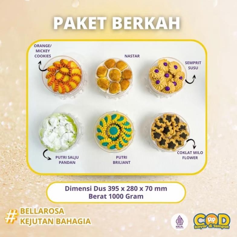 

(Cod) 6 Toples Kue Kering Bellarosa Paket Berkah // Hamper Murah Bellarosa // Hampers 6 Toples Kue Murah Bayar Di Tempat