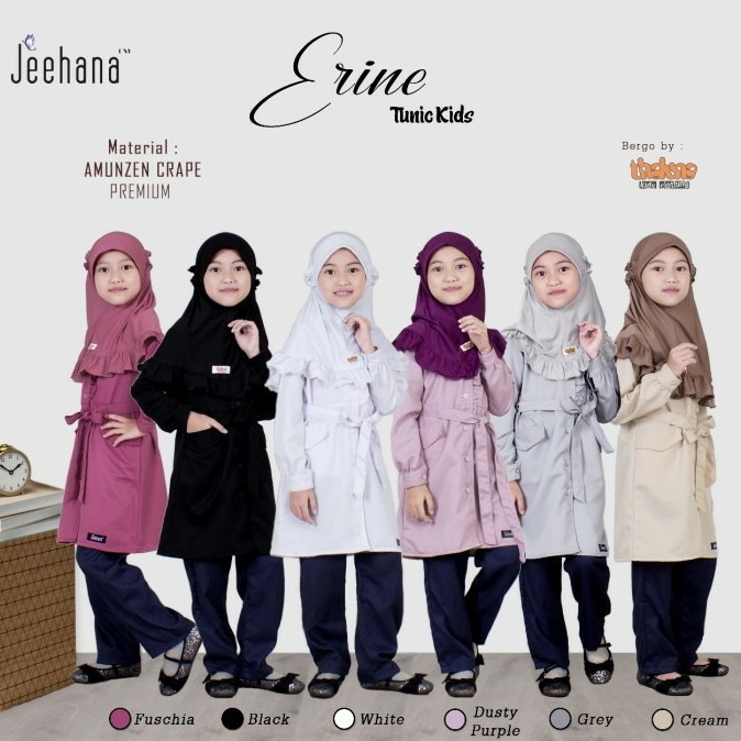 Baju Atasan Tunik Anak Perempuan Muslim Erine Jhn Seri Couple {TerlarisBest Seller}