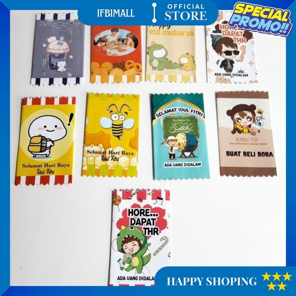 

(Isi 10 Pcs) Amplop Lebaran Bentuk Permen Lucu D Terlaris