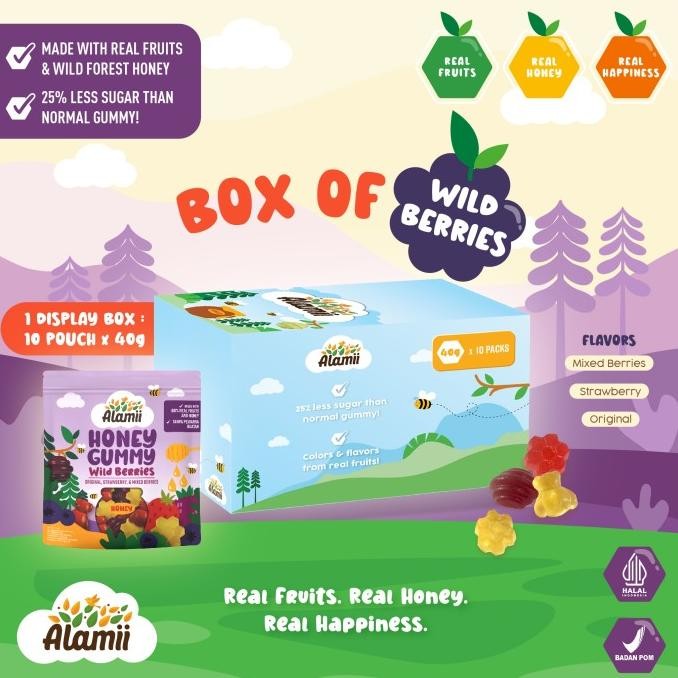 

Grosir Alamii Honey Gummy - Box Of 10 X 40G (Wild Berries)