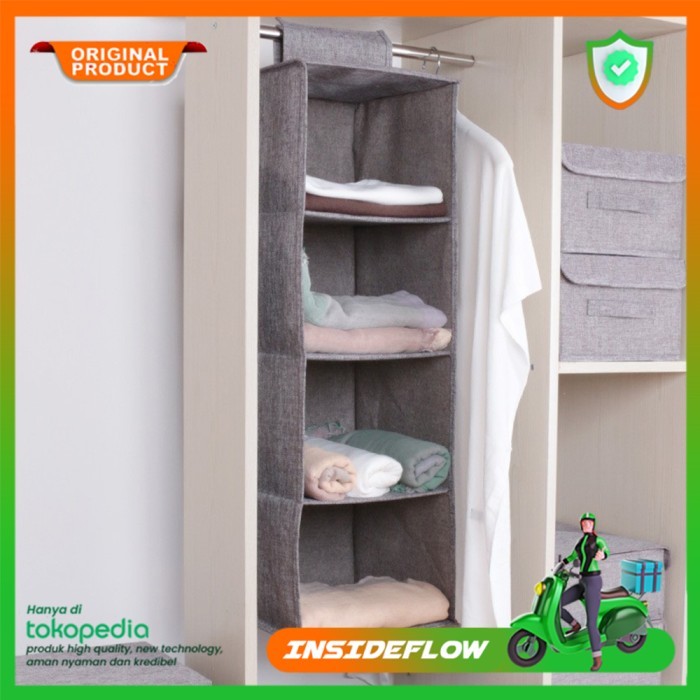 Storage Box Rak Laci Gantung Kain Lipat Gantungan Pakaian Baju Lemari