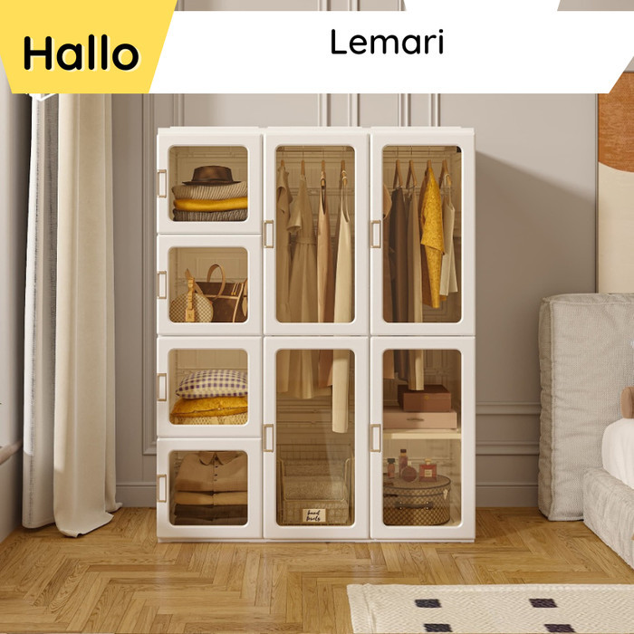 TERBARU Lemari Box Gantungan Baju Pakaian Transparan Plastik Kabinet Tebal