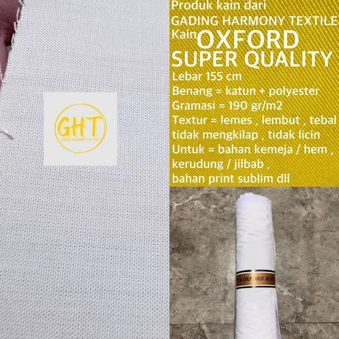 ( Per 1 Roll ) Kain Oxford Super Quality Lebar 155 Cm Putih Lembut Katun Polyester Bahan Baju Kemeja