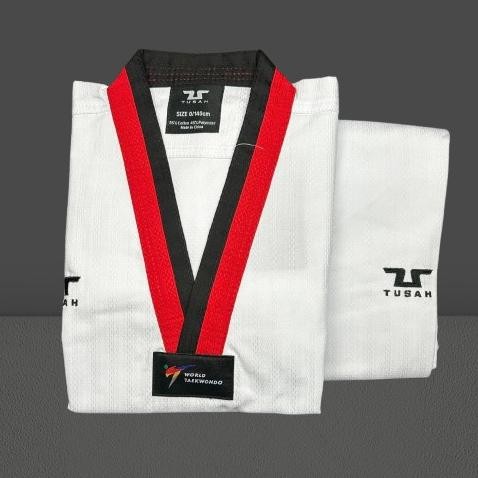100% original TUSAH Seragam Taekwondo DOBOK TUSAH baju Taekwondo V neck Terlaris