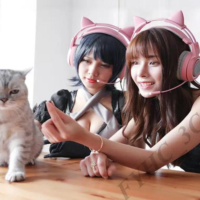 Headset Gaming Cat Ear Somic G951S Headset Kucing Pink Lucu Anak Berkualitas