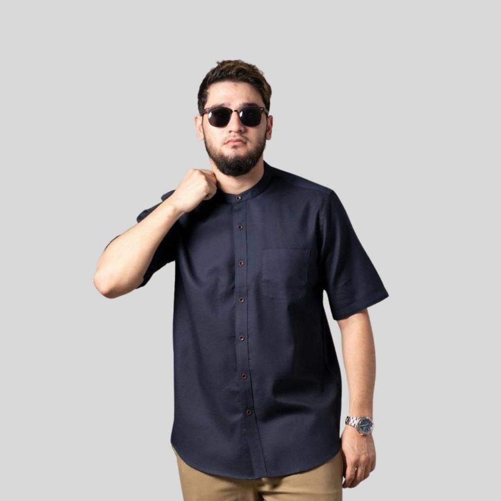 Stok Terbaru Baju Kemeja Koko Lengan Pendek Polos Jumbo Big Size Xxxl Xxxxl Xxxxxl Toyobo Navy Coksu