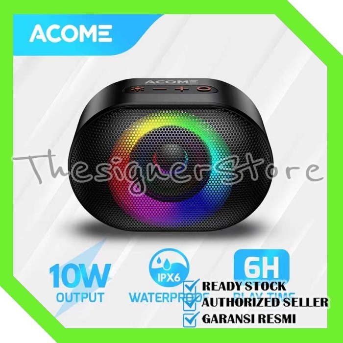 ACOME Speaker Bluetooth 5.0 TWS 10W IPX6 Waterproof RGB Garansi A10
