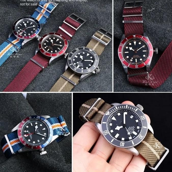 Woven Nato Strap / Twill Nylon Strap Tudor Style Silver Buckle Terlaris