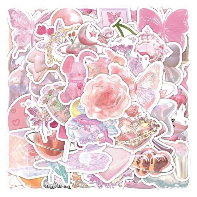 BERKUALITAS Stiker HP Aesthetic Stiker Pink Aesthetic Stiker HP Stiker Stiker Pak Style 190022-
