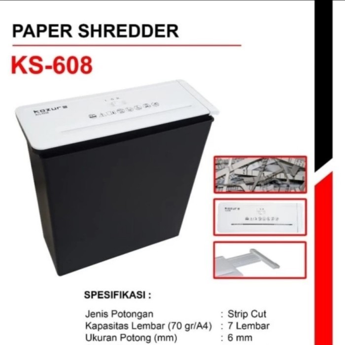 

PROMO! Paper Shredder KOZURE KS 608 Strip Cut - Mesin Penghancur Kertas