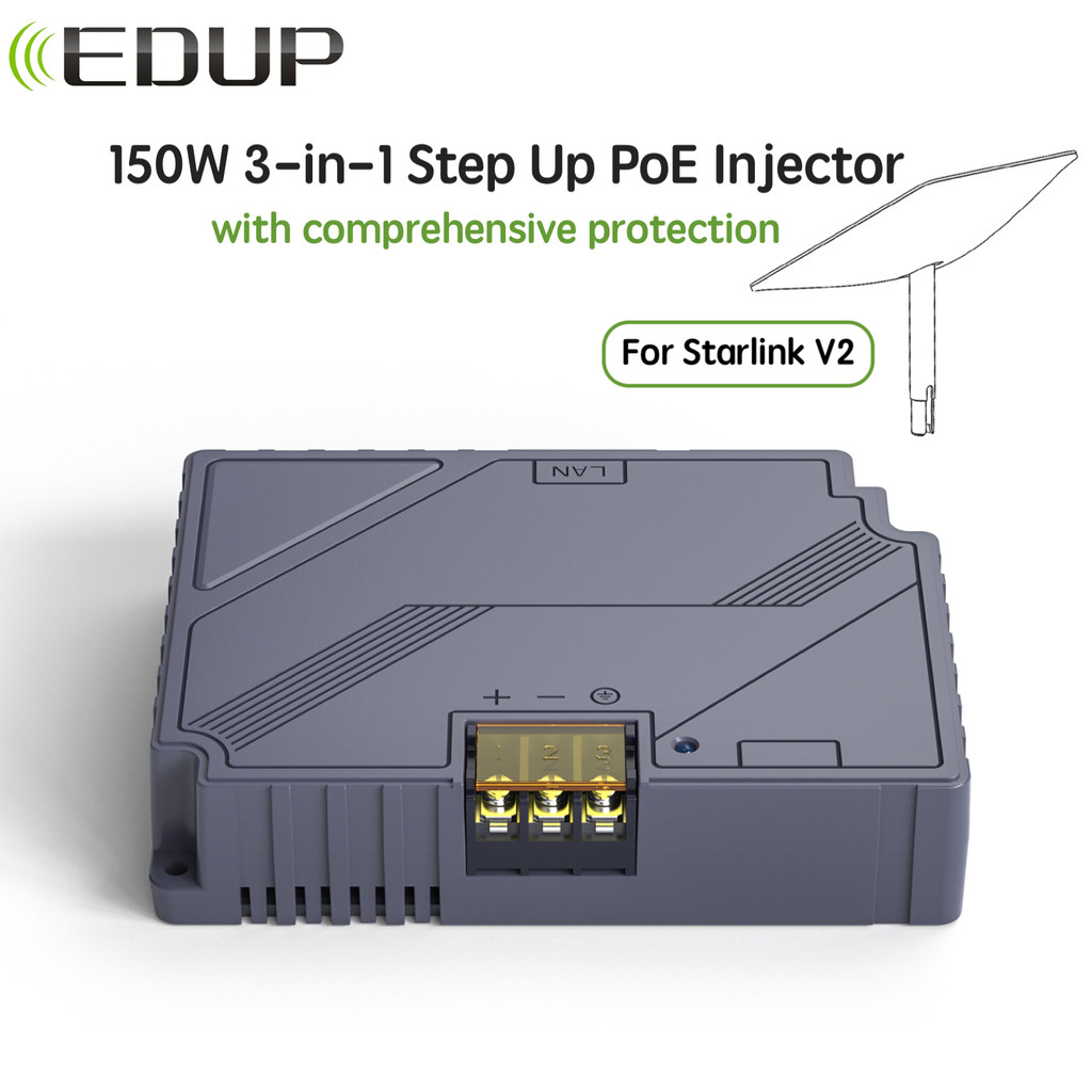 LIVIN EDUP 150W 3 in 1 Step Up PoE Injector to Starlink V2 with Comprehensive Protection Starlink St