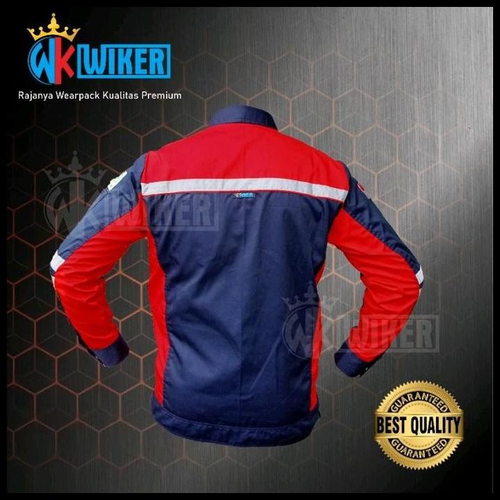 Terlaris Wearpack Semi Jaket Merah Navy# Seragam Kerja # Pakaian Atasan#Wiker Safety# Baju # Katun P
