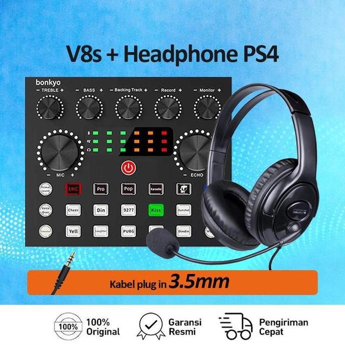 Bonkyo Mixer V8K/V8S Headset  Sound Card Peralatan Siaran Langsung Komputer Dan Ponsel Karaoke Rekam