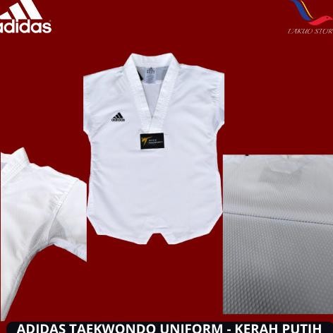 DOBOK ADIDAS ELITE FIGHTER / UNIFORM TAEKWONDO / ADIDAS KERAH PUTIH Terlaris