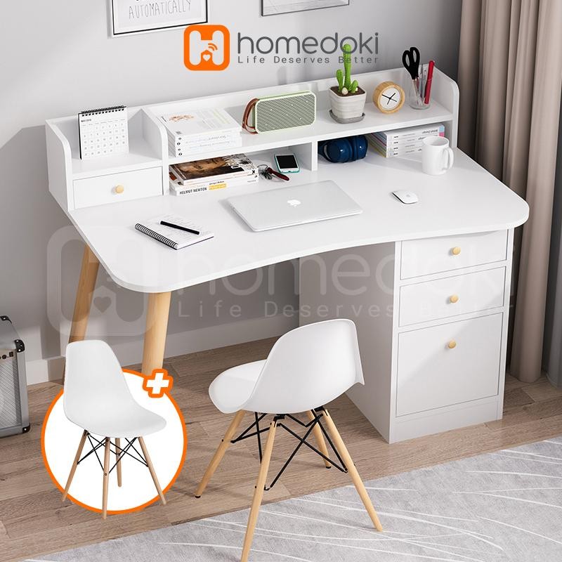 meja komputer minimalis murah Plus Kursi/ Laptop Desk/ Meja Laptop /Meja Belajar / Meja Kerja Kayu /