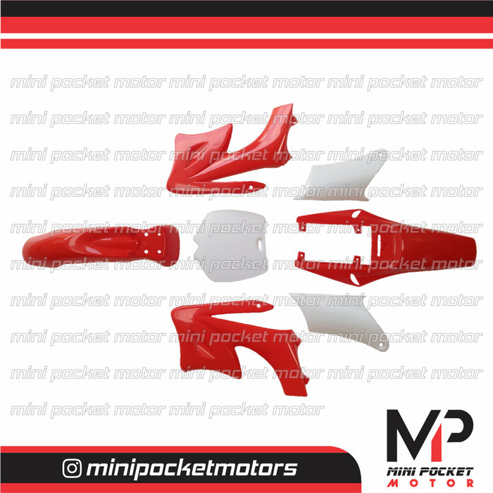 Cover Body Set Motor Mini Trail Merah 50Cc 2T Matic Mesin Tarik