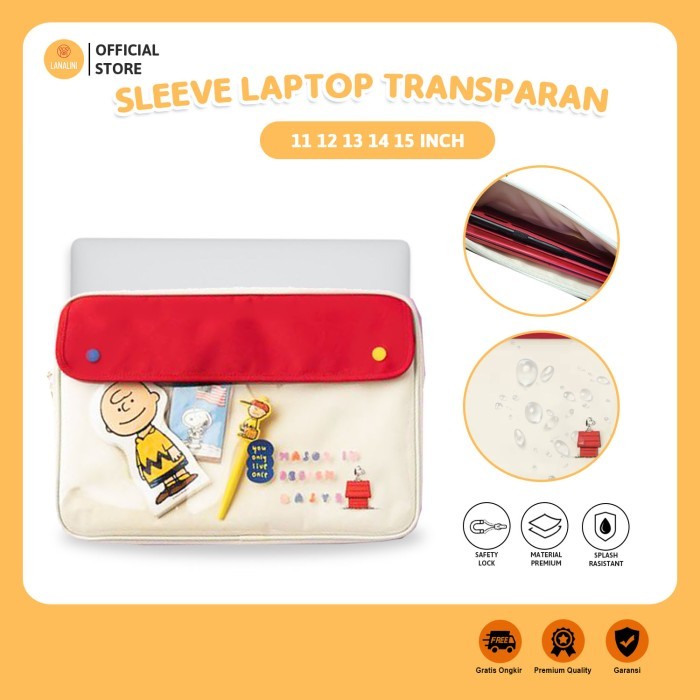 PROMO Tas Sleeve Apple Macbook Air Pro 11 13 15 Inch Transparan- Snoopy Lucu
