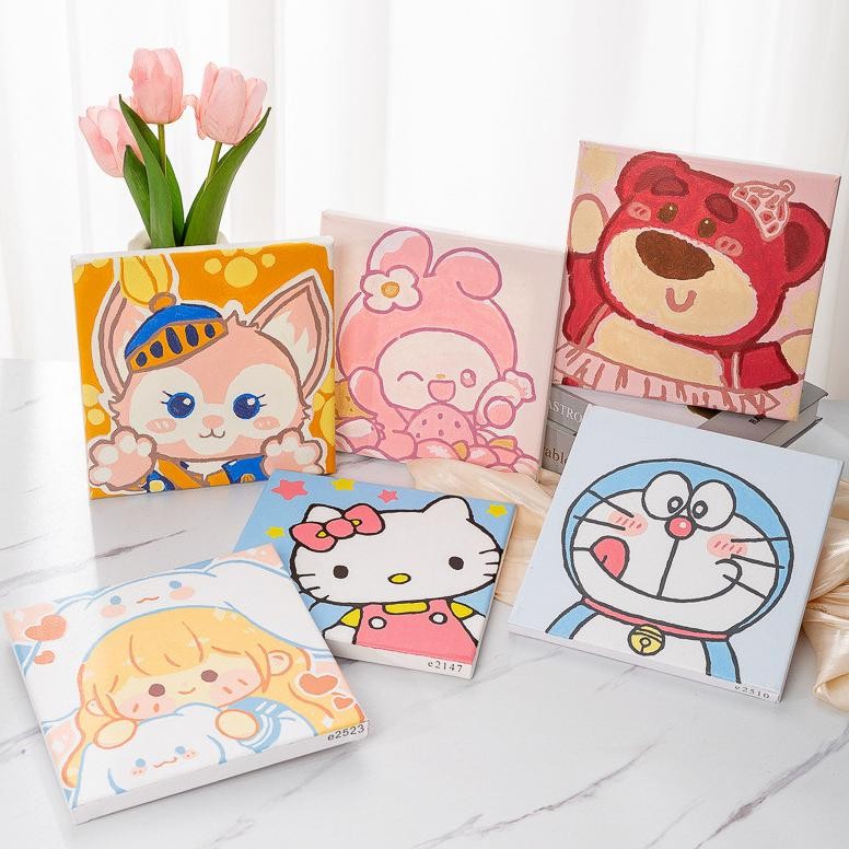 

Un04 20Cm Paint By Number Kartun Sanrio Diy Painting Kit Canvas Digital Melukis Mewarnai Kanvas Lukis