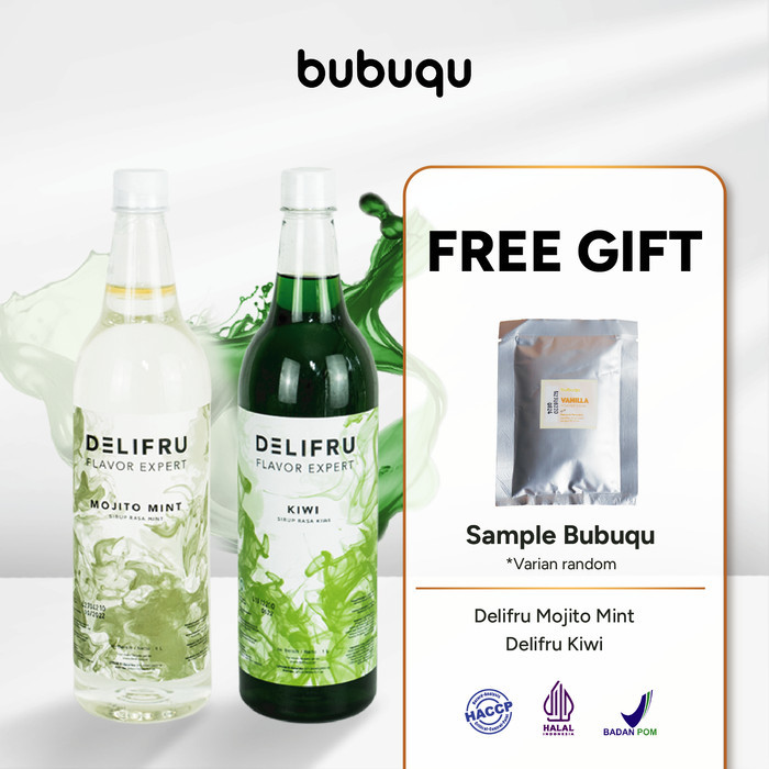 

Paket Bundling Syrup 2L Delifru Sirup Kiwi 1L + Mojito Mint 1L