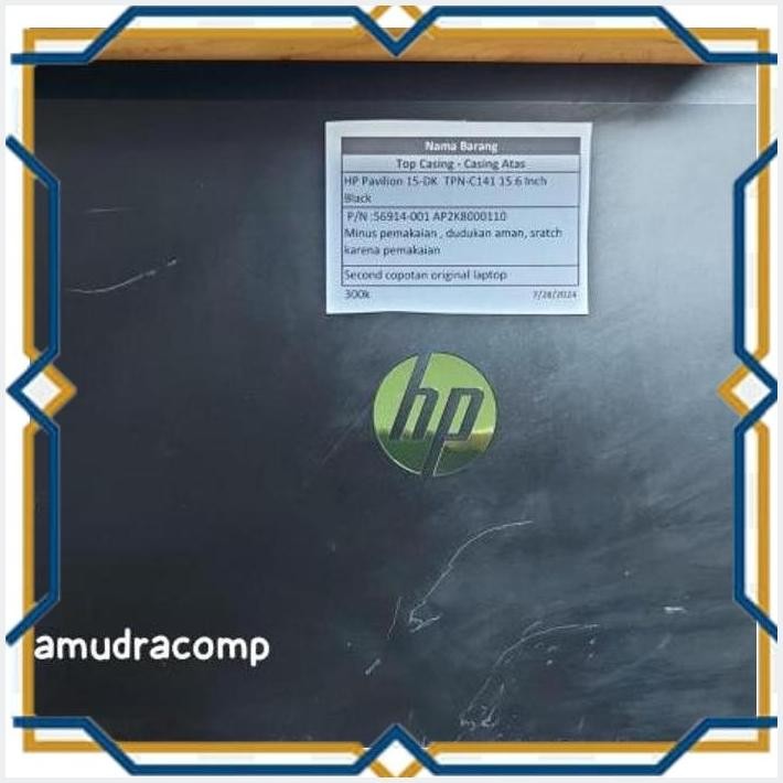 [SAM] TOP CASING - CASING ATAS HP PAVILION 15-DK TPN-C141 15.6 INCH BLACK P/N :56914-001 AP2K8000110