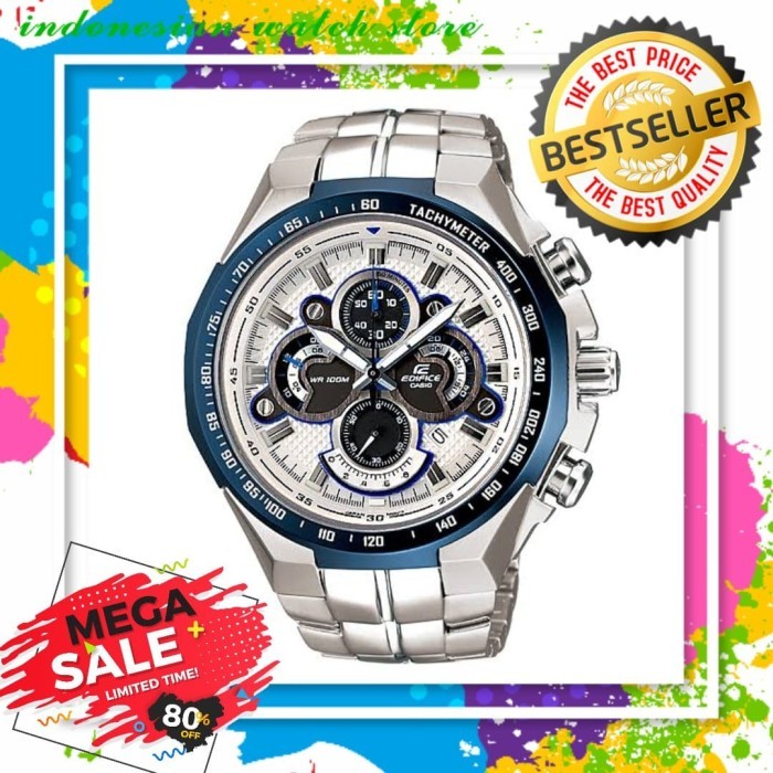 EKSLUSIF Jam tangan pria Casio edifice EF 554 / EF554 Blue ori BM + Box set