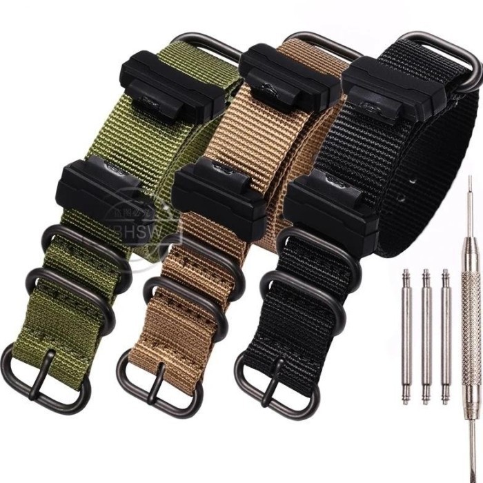 NEW Stp Strap Tali Kanvas Nato Zulu Tali Jam Casio G-Shock Ga-100 Dw-5600 6900 Full Set Adapter