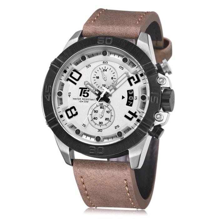 LIMITED EDITION Jam Tangan Pria T5 H 3637G Original Kulit Leather Chronograph Aktif Tanggal Aktif